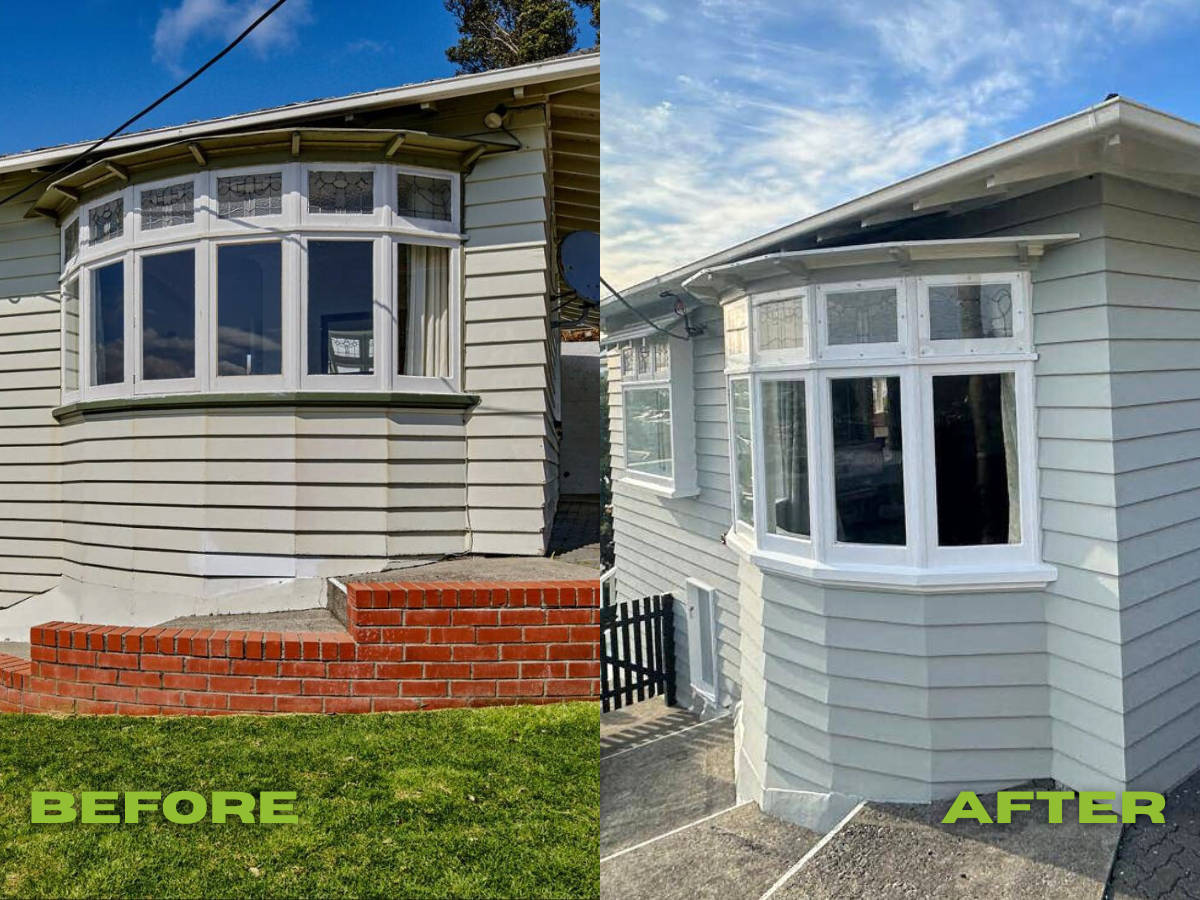 Full house exterior repaint before and after
